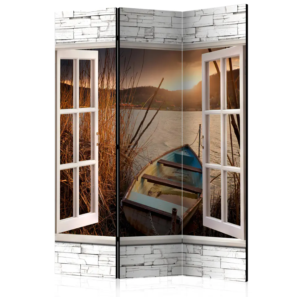 ⁨Parawan - Jesienne jezioro [Room Dividers] (rozmiar 135x172, wykończenie Dwustronny)⁩ w sklepie Wasserman.eu