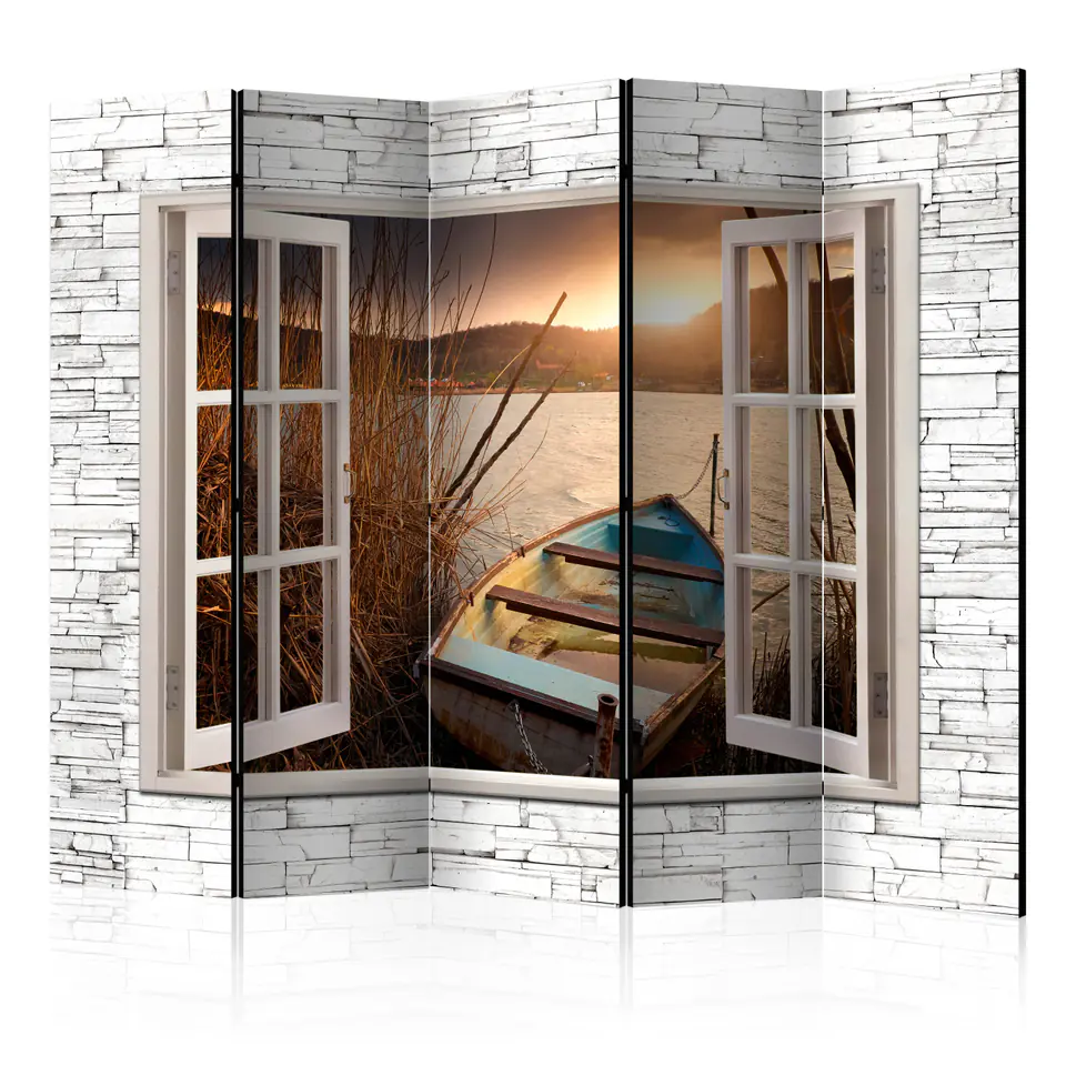 ⁨Parawan - Jesienne jezioro II [Room Dividers] (rozmiar 225x172, wykończenie Dwustronny)⁩ w sklepie Wasserman.eu