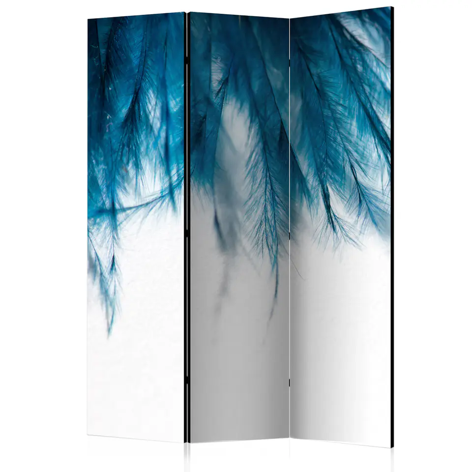 ⁨Screen 3-piece - Sapphire feathers [Room Dividers] (size 135x172)⁩ at Wasserman.eu