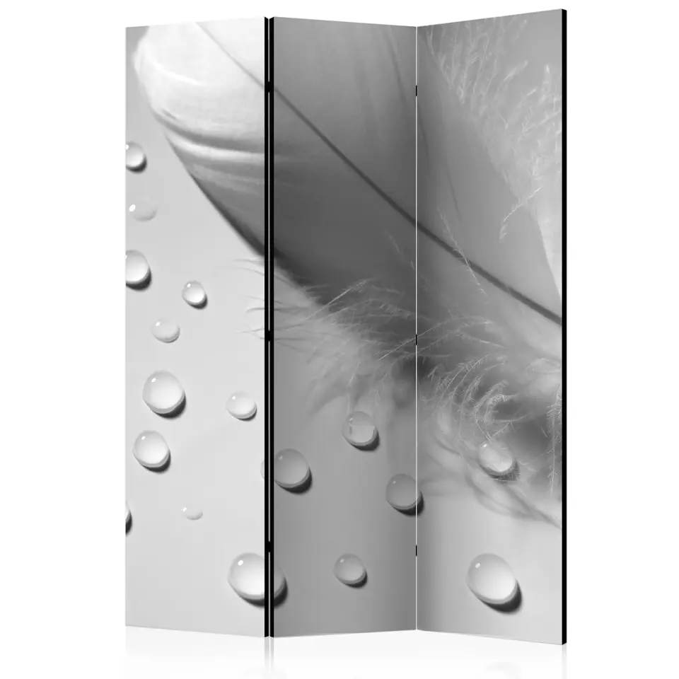 ⁨3-piece screen - White feather [Room Dividers] (size 135x172)⁩ at Wasserman.eu