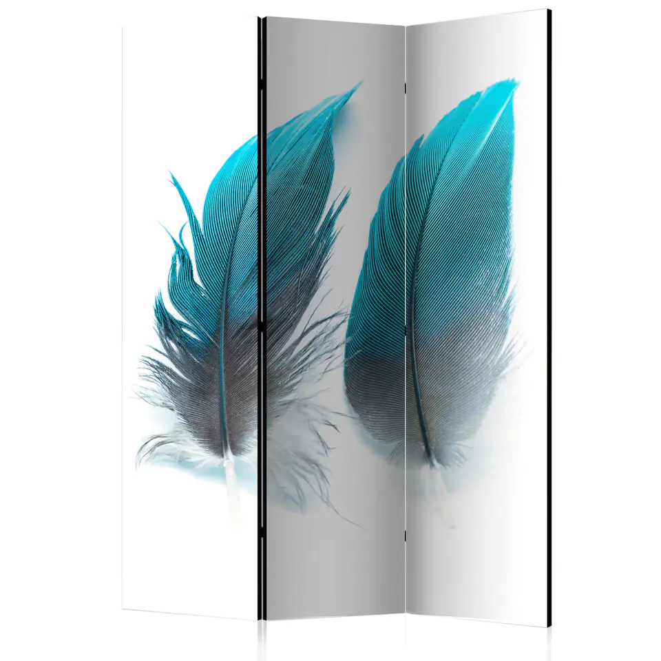 ⁨3-piece screen - Blue feathers [Room Dividers] (size 135x172)⁩ at Wasserman.eu