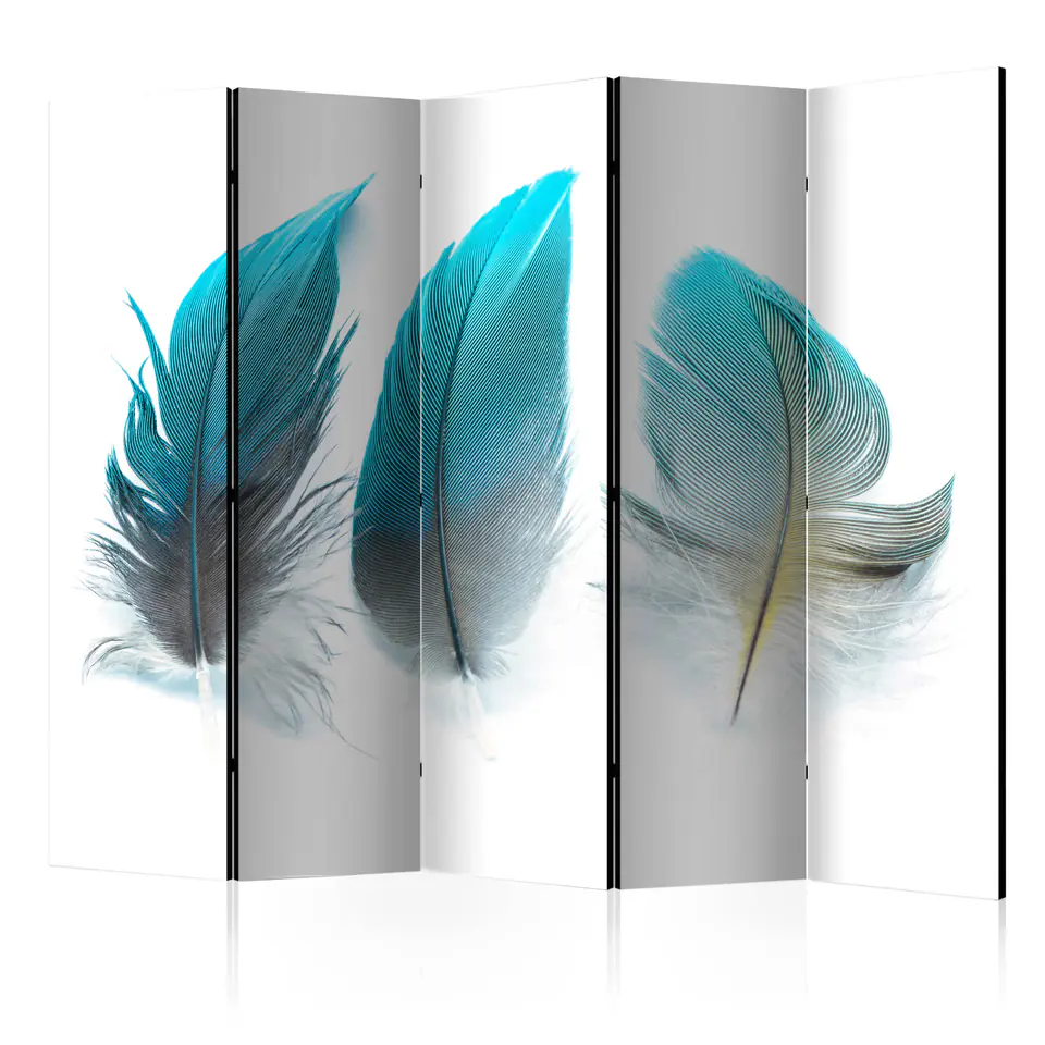 ⁨5-piece screen - Blue feathers II [Room Dividers] (size 225x172)⁩ at Wasserman.eu