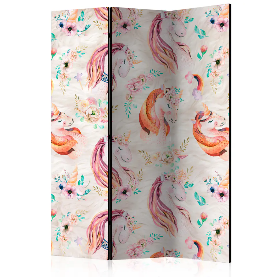 ⁨3-piece screen - Pastel unicorns [Room Dividers] (size 135x172)⁩ at Wasserman.eu