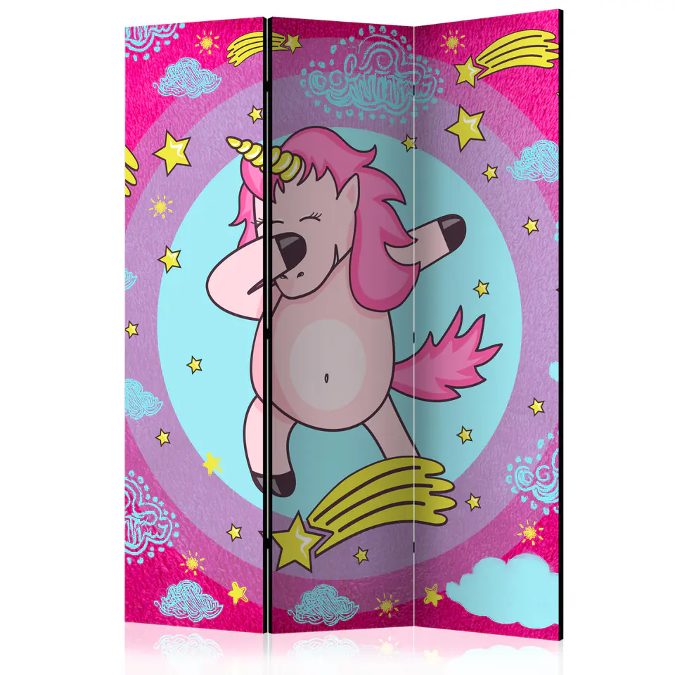 ⁨Parawan - Roztańczowy unicorn [Room Dividers] (rozmiar 135x172, wykończenie Jednostronny)⁩ w sklepie Wasserman.eu