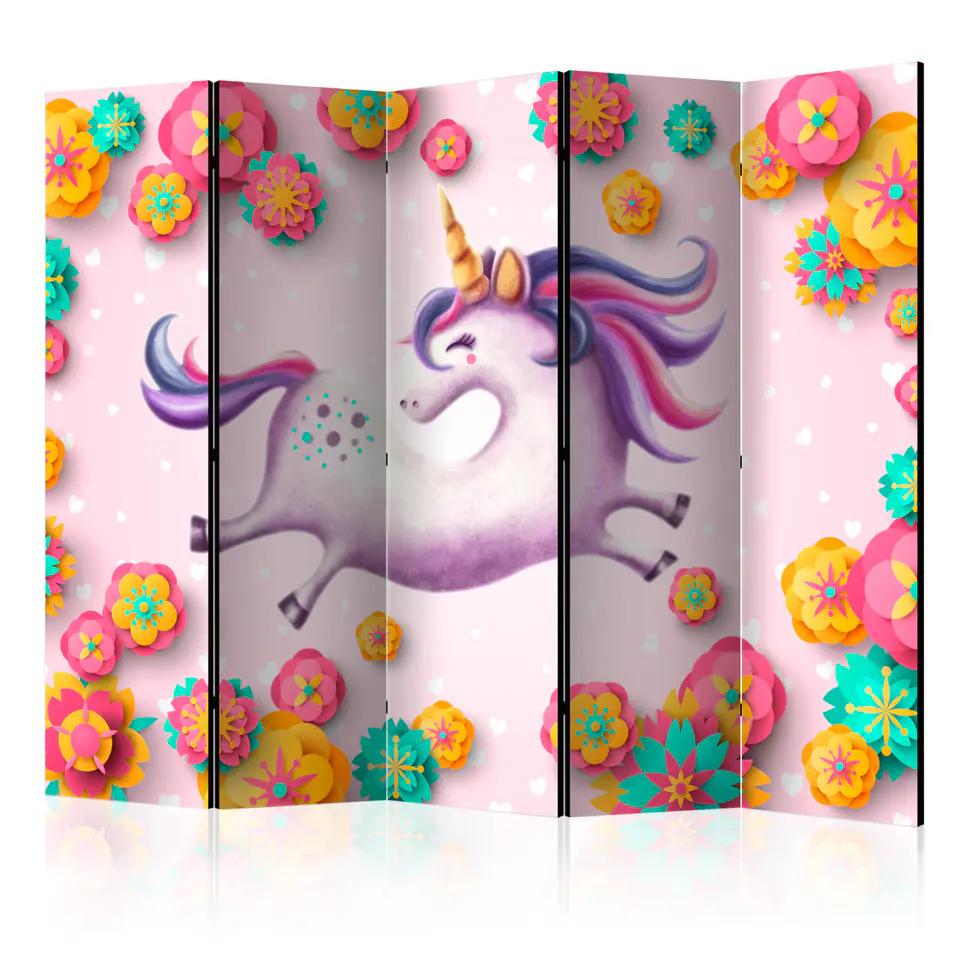 ⁨5-piece screen - Supple unicorn II [Room Dividers] (size 225x172)⁩ at Wasserman.eu