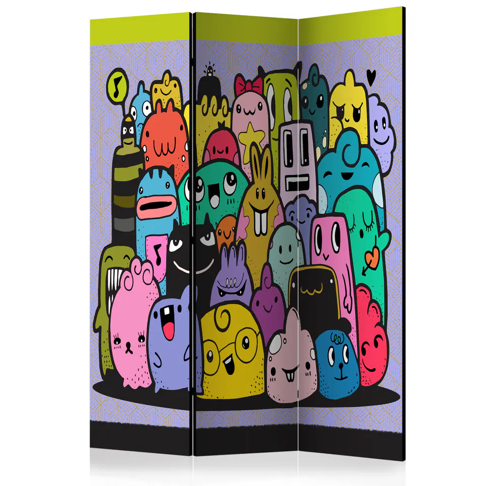 ⁨Screen 3-piece - Monsters from the third C [Room Dividers] (size 135x172)⁩ at Wasserman.eu