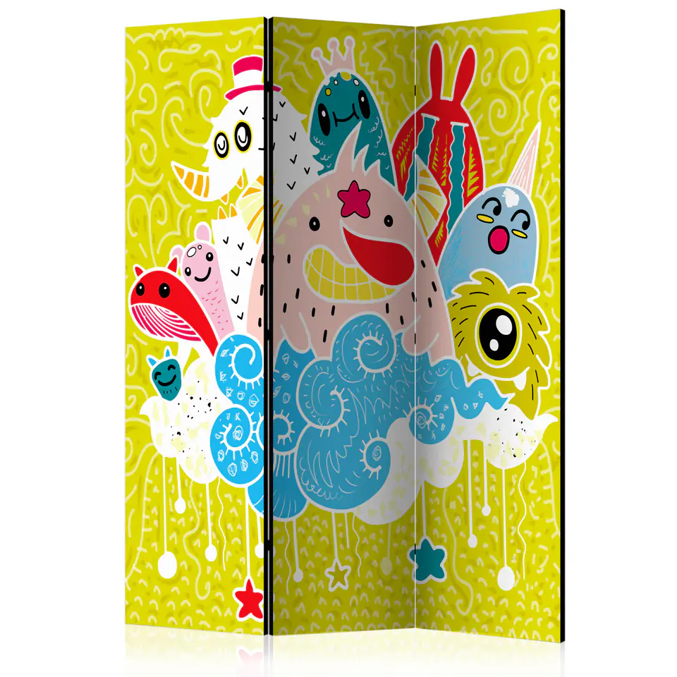 ⁨Parawan - Wesołe stwory [Room Dividers] (rozmiar 135x172, wykończenie Dwustronny)⁩ w sklepie Wasserman.eu