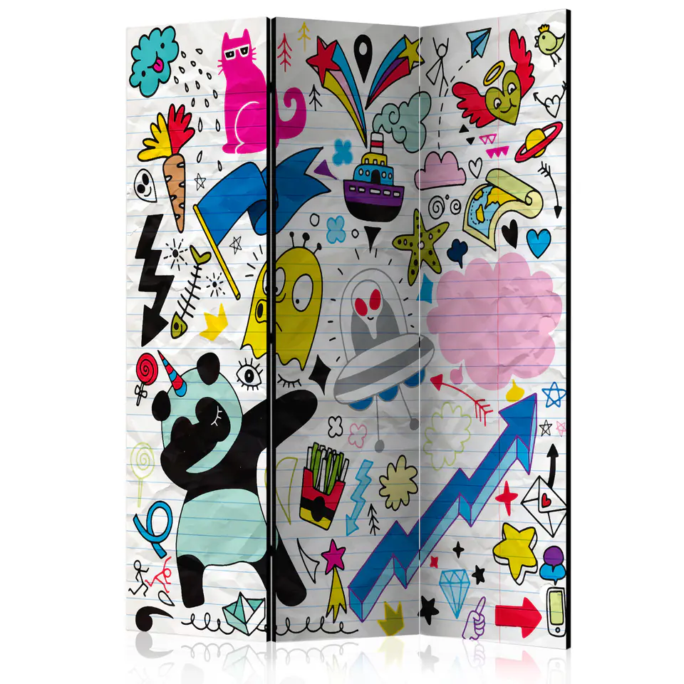 ⁨Parawan - Energiczna panda [Room Dividers] (rozmiar 135x172, wykończenie Dwustronny)⁩ w sklepie Wasserman.eu