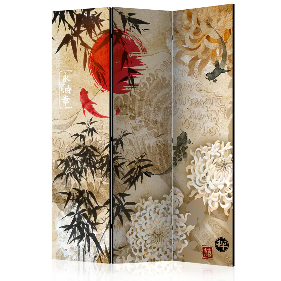 ⁨Screen 3-piece - Fish dance [Room Dividers] (size 135x172)⁩ at Wasserman.eu