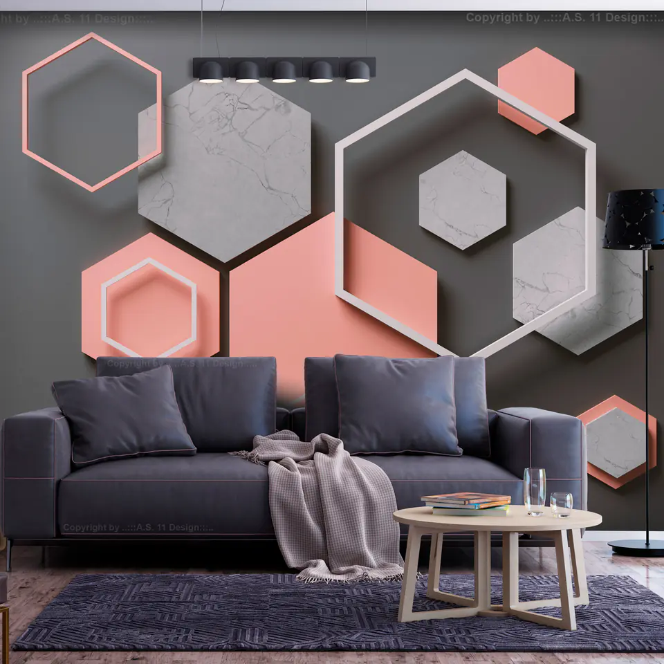 ⁨Wall mural - Hexagon plan (size 100x70)⁩ at Wasserman.eu