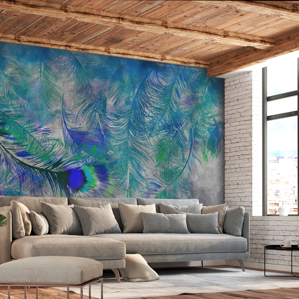 ⁨Self-adhesive mural - Peacock feathers (size 98x70)⁩ at Wasserman.eu
