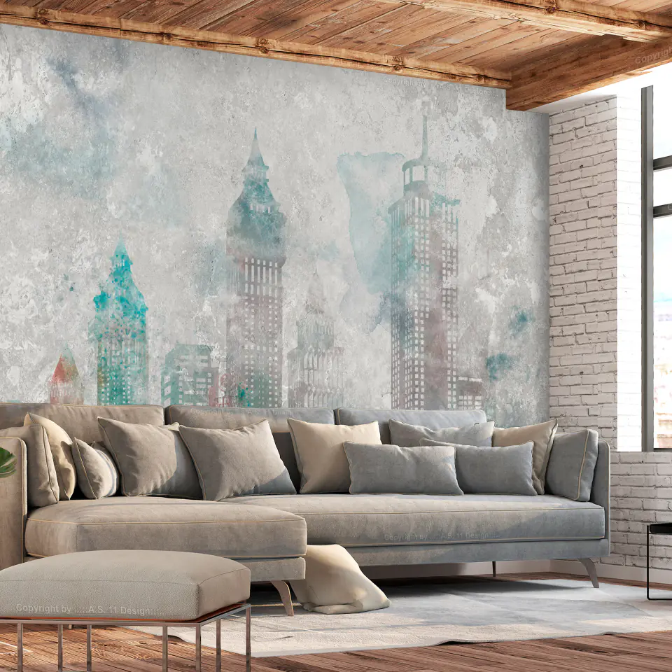 ⁨Self-adhesive mural - Watercolor city (size 98x70)⁩ at Wasserman.eu