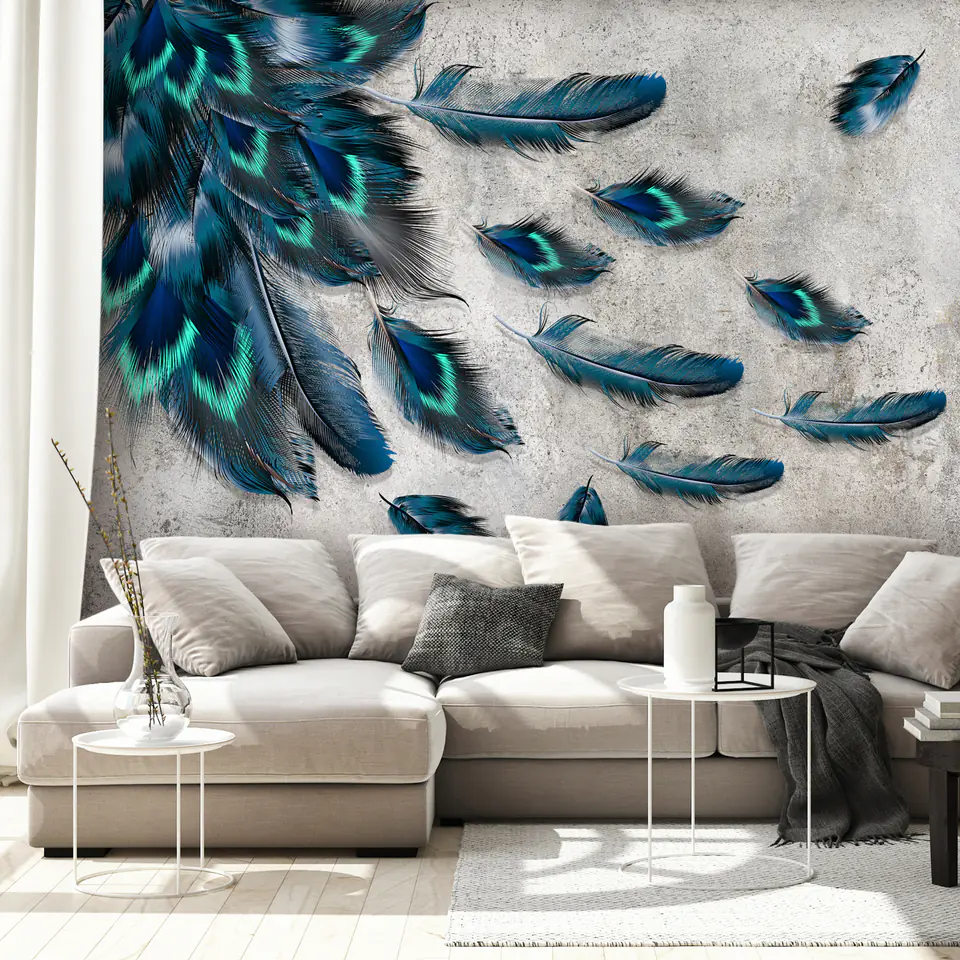 ⁨Fototapeta - Rozdmuchane pióra (rozmiar 100x70, wykończenie Premium)⁩ w sklepie Wasserman.eu