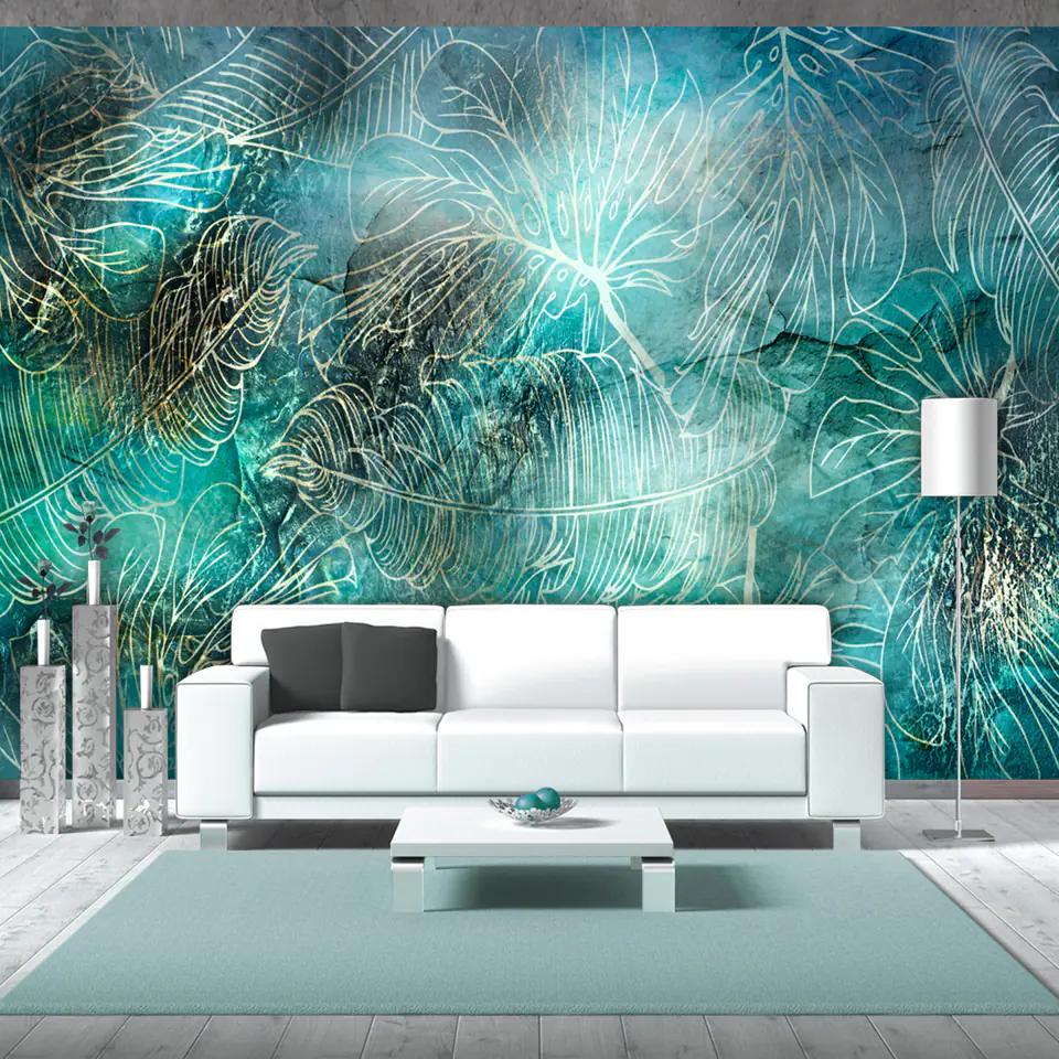 ⁨Self-adhesive mural - Turquoise vegetation (size 98x70)⁩ at Wasserman.eu