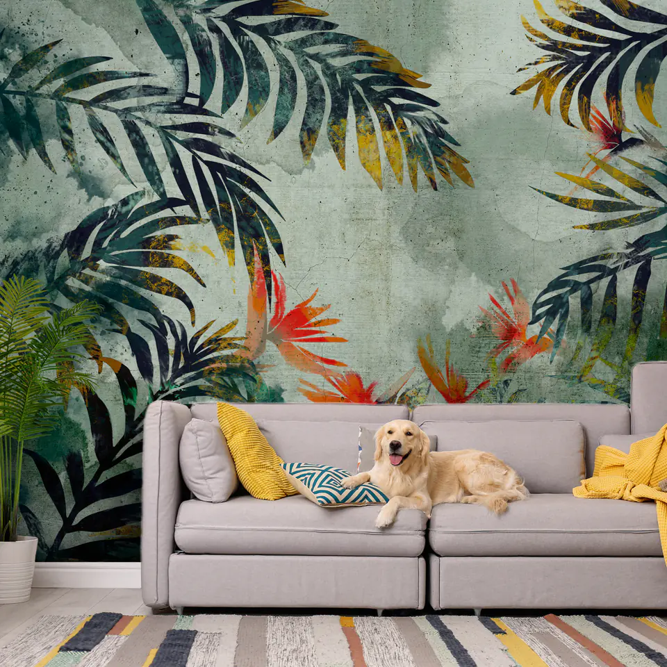 ⁨Self-adhesive wall mural - Jungle flowers (size 98x70)⁩ at Wasserman.eu