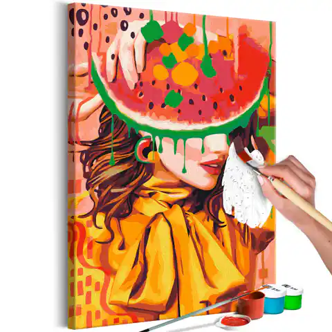 ⁨Obraz do samodzielnego malowania - Soczysty arbuz (rozmiar 40x60, wykończenie )⁩ w sklepie Wasserman.eu