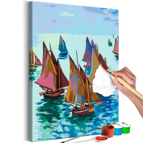 ⁨Self-painting - Claude Monet: Fishing boats (size 40x60)⁩ at Wasserman.eu