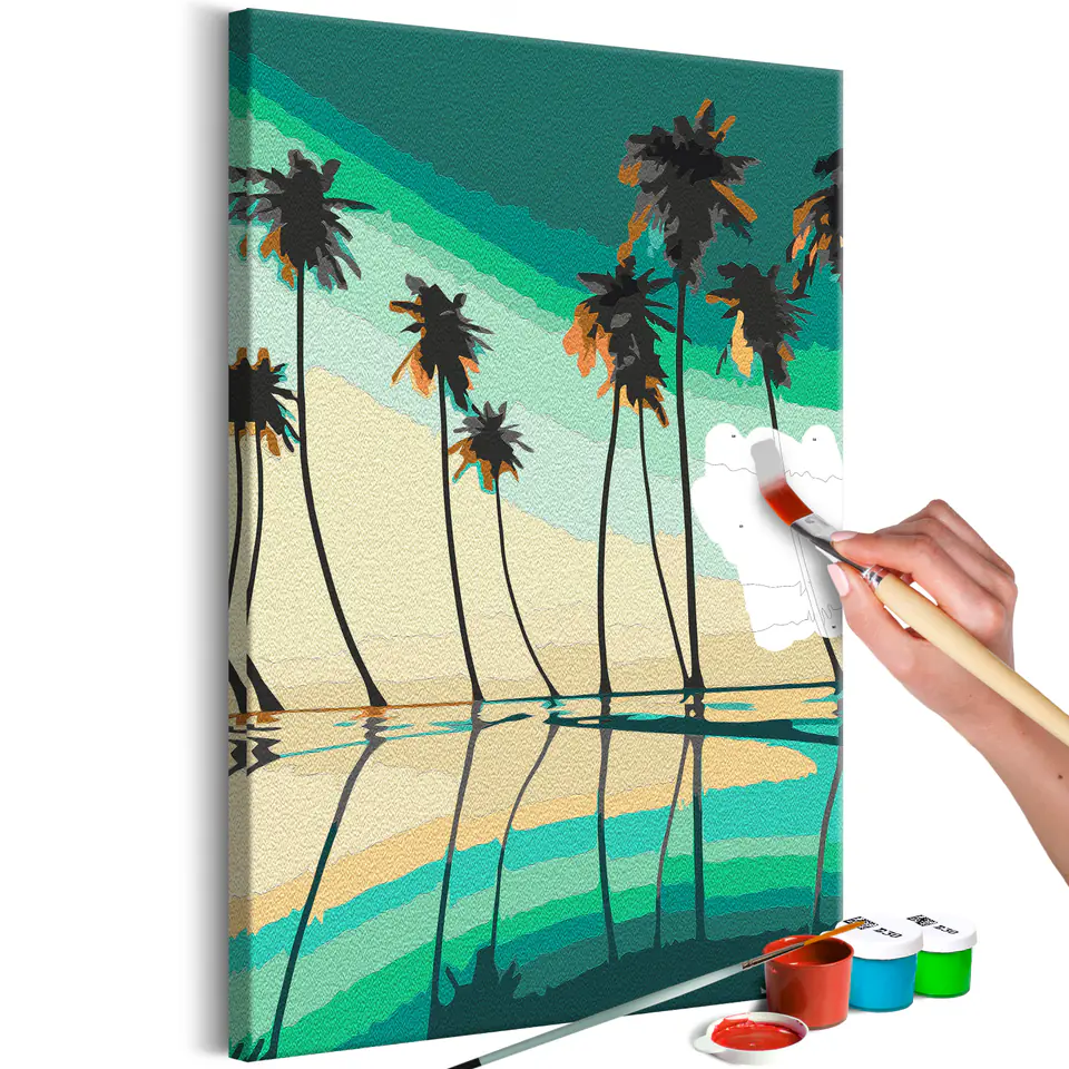 ⁨Self-painting - Turquoise palms (size 40x60)⁩ at Wasserman.eu