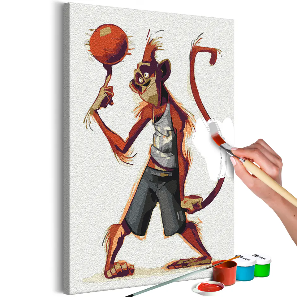 ⁨Self-painting - Monkey basketball player (size 40x60)⁩ at Wasserman.eu