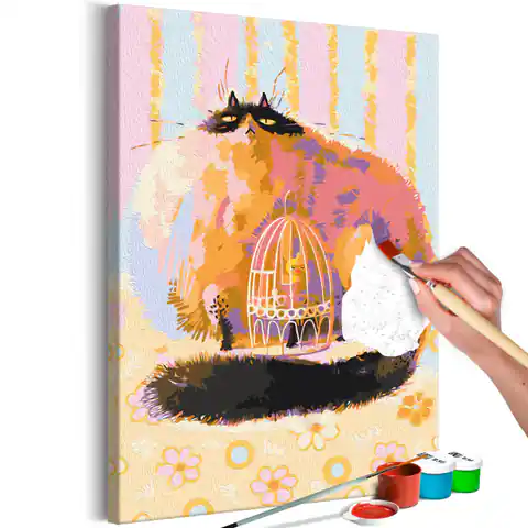 ⁨Obraz do samodzielnego malowania - Gruby kot (rozmiar 40x60, wykończenie )⁩ w sklepie Wasserman.eu