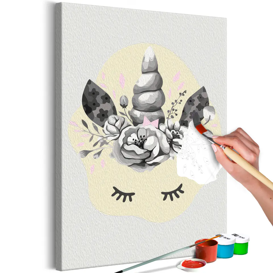 ⁨Self-painting - Rhinoceros and flowers (size 40x60)⁩ at Wasserman.eu