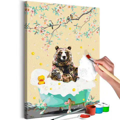 ⁨Obraz do samodzielnego malowania - Kąpiel niedźwiedzia (rozmiar 40x60, wykończenie )⁩ w sklepie Wasserman.eu