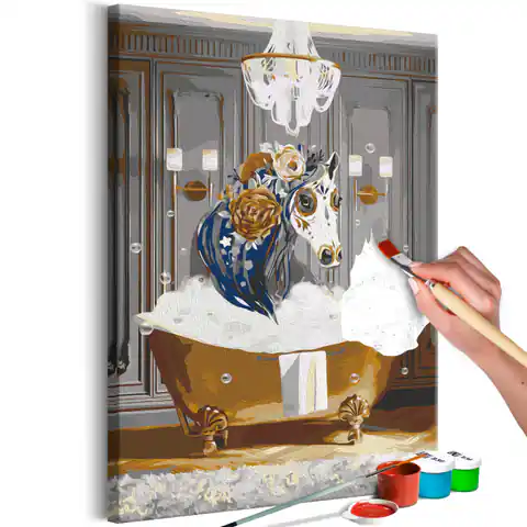 ⁨Obraz do samodzielnego malowania - Kąpiel konia (rozmiar 40x60, wykończenie )⁩ w sklepie Wasserman.eu