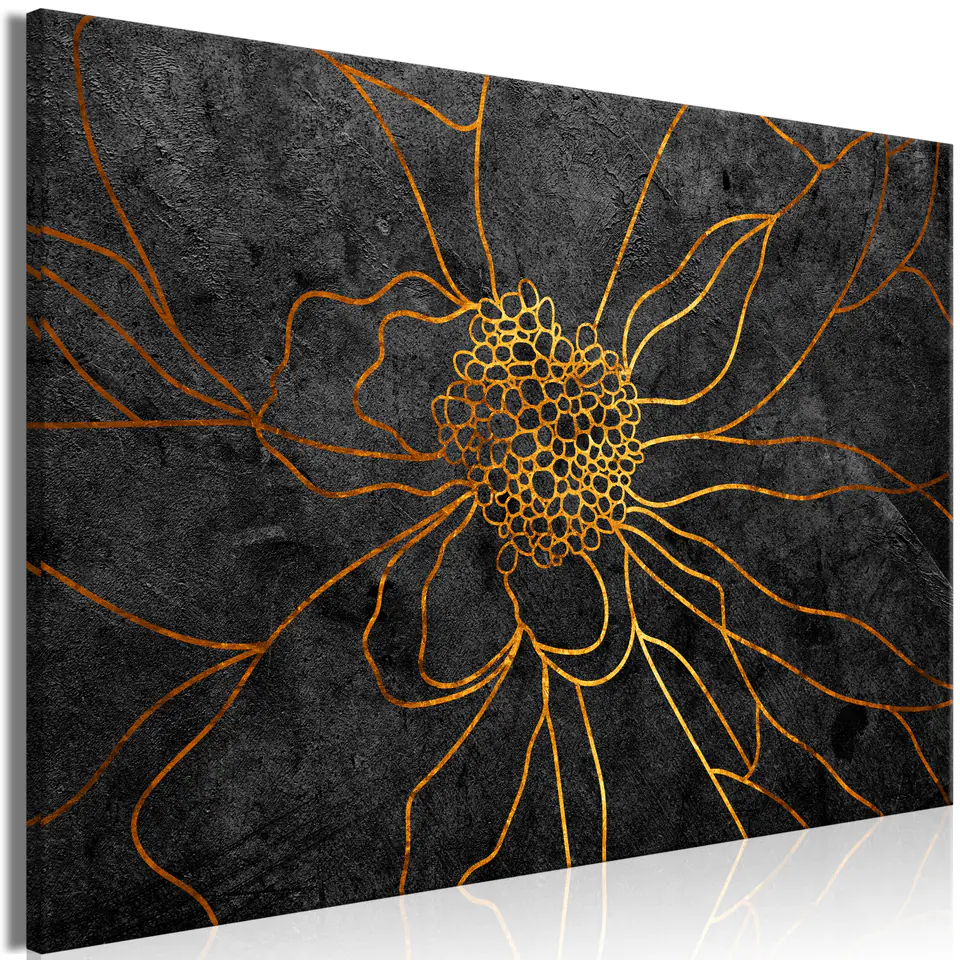 ⁨Painting - Flower in Gold (1-piece) wide (size 60x40)⁩ at Wasserman.eu