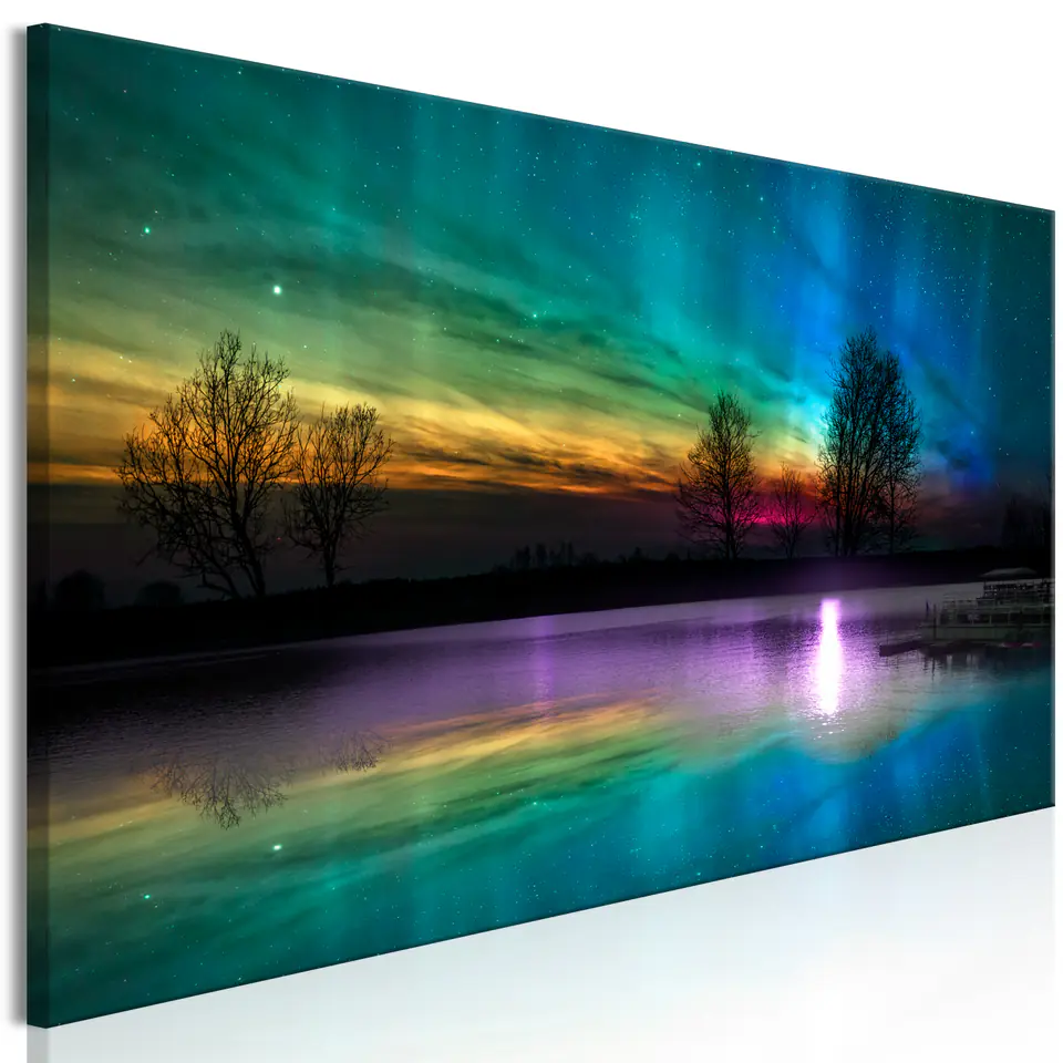 ⁨Obraz - Tęczowa zorza (1-częściowy) wąski (rozmiar 150x50, wykończenie Premium Print)⁩ w sklepie Wasserman.eu