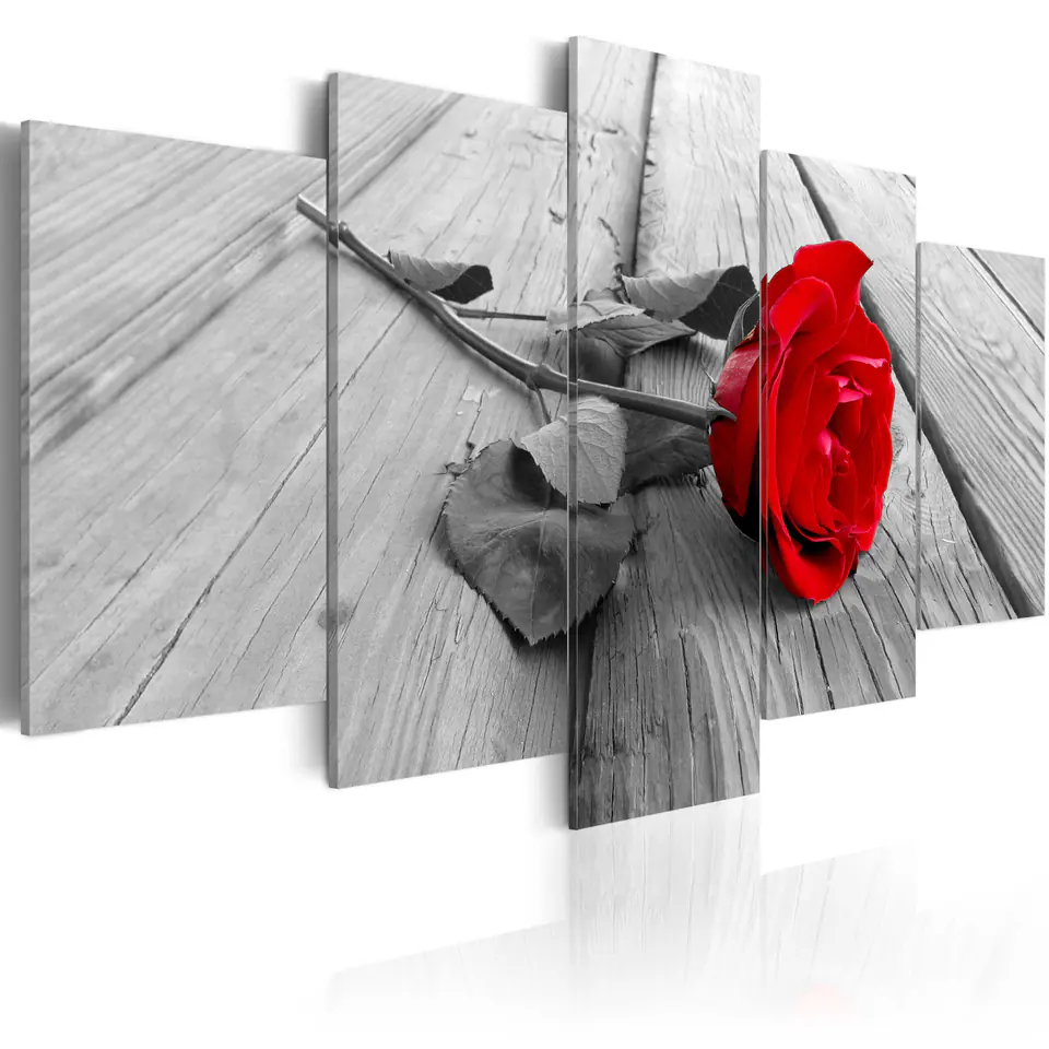 ⁨Picture - Rose on wood (5-piece) wide red (size 100x50)⁩ at Wasserman.eu