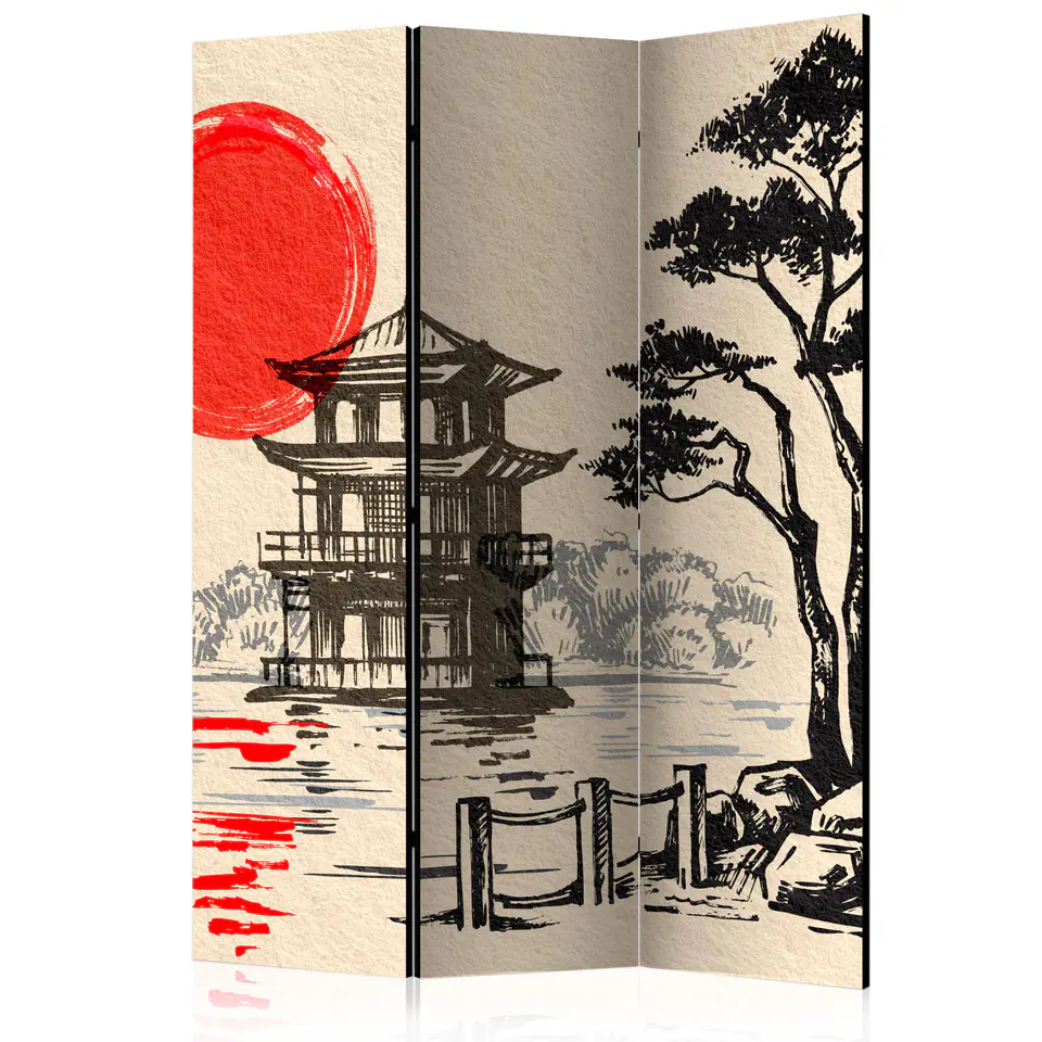 ⁨Parawan - Domek nad stawem [Room Dividers] (rozmiar 135x172, wykończenie Dwustronny)⁩ w sklepie Wasserman.eu