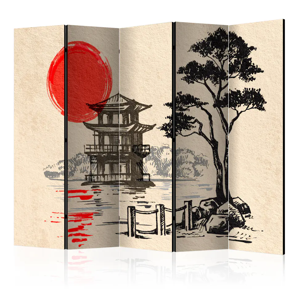 ⁨Parawan - Domek nad stawem II [Room Dividers] (rozmiar 225x172, wykończenie Dwustronny)⁩ w sklepie Wasserman.eu