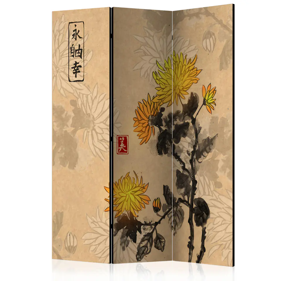 ⁨Parawan - Chryzantemy [Room Dividers] (rozmiar 135x172, wykończenie Dwustronny)⁩ w sklepie Wasserman.eu