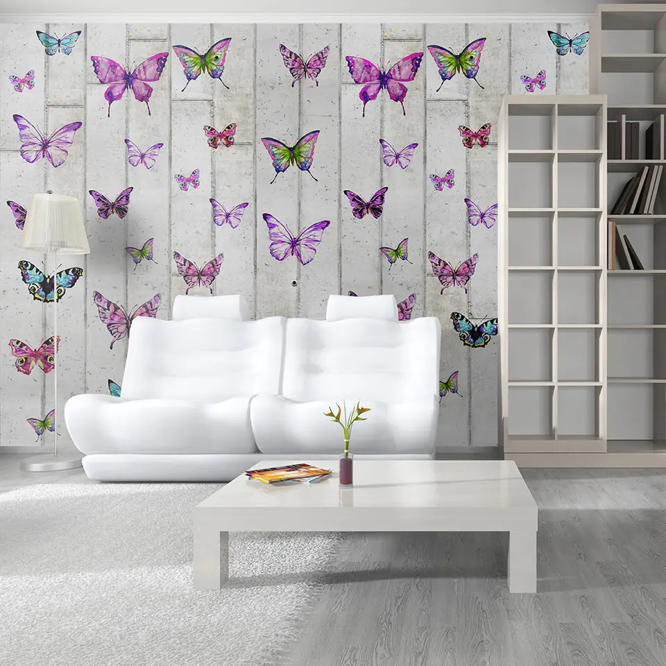 ⁨Wall mural - Butterflies and concrete (size 50x1000)⁩ at Wasserman.eu