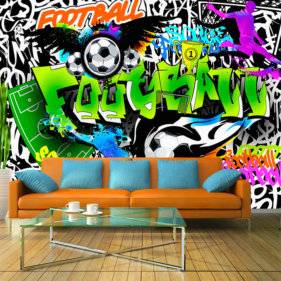 ⁨Fototapeta - Piłkarskie graffiti (rozmiar 400x280, wykończenie Standard)⁩ w sklepie Wasserman.eu