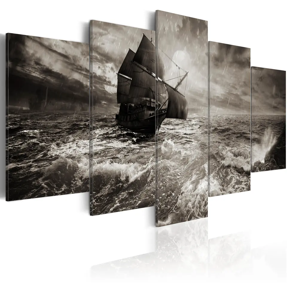 ⁨Image - Ship in a storm (size 100x50)⁩ at Wasserman.eu