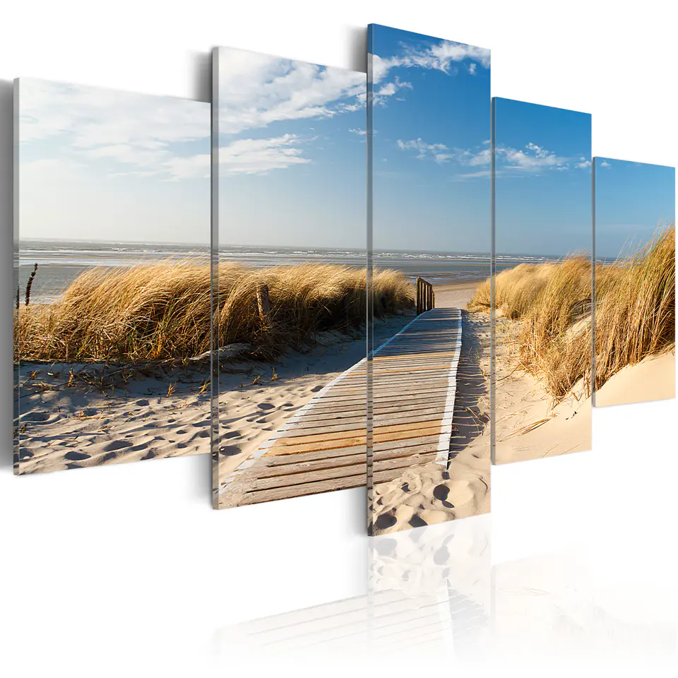 ⁨Obraz - Dzika plaża - 5 części (rozmiar 200x100, wykończenie Premium Print)⁩ w sklepie Wasserman.eu