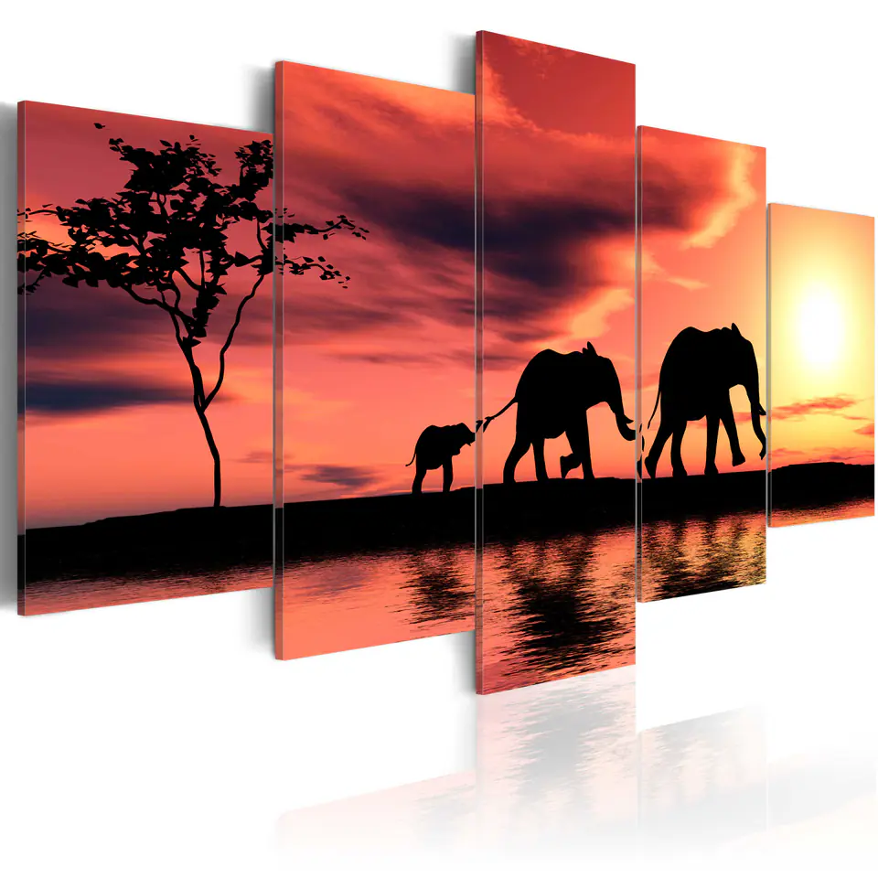 ⁨Obraz - Rodzina afrykańskich słoni (rozmiar 225x112.5, wykończenie Premium Print)⁩ w sklepie Wasserman.eu