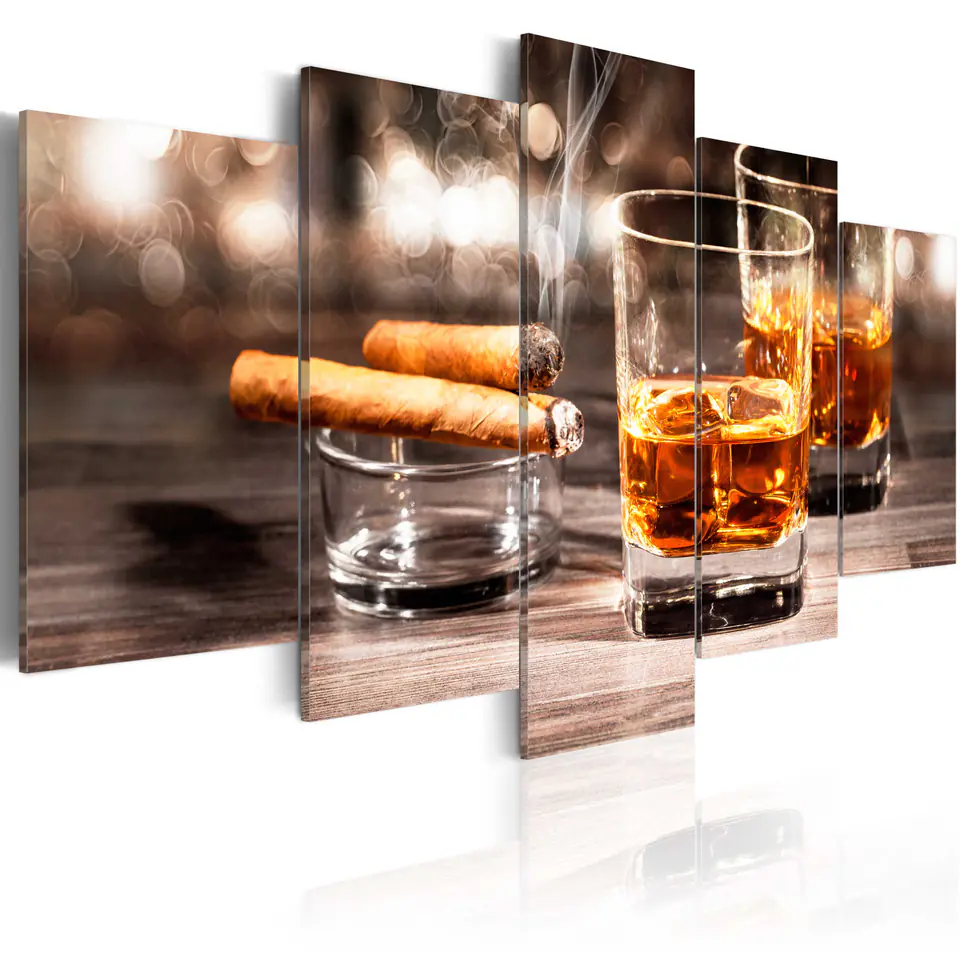 ⁨Obraz - Cygaro i whisky (rozmiar 200x100, wykończenie Premium Print)⁩ w sklepie Wasserman.eu