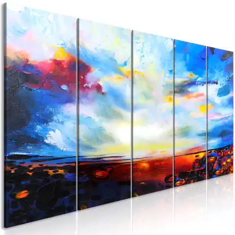 ⁨Obraz - Kolorowe niebo (5-częściowy) wąski (rozmiar 225x90, wykończenie Premium Print)⁩ w sklepie Wasserman.eu