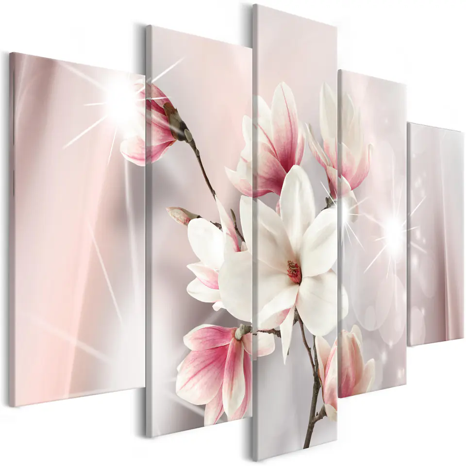 ⁨Obraz - Olśniewające magnolie (5-częściowy) szeroki (rozmiar 225x112.5, wykończenie Premium Print)⁩ w sklepie Wasserman.eu