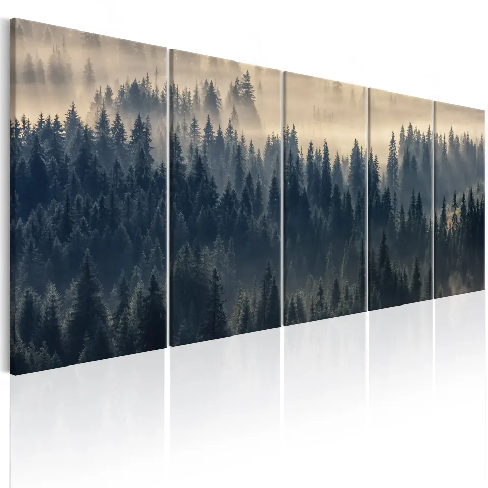 ⁨Painting - Firs in the fog (size 200x80)⁩ at Wasserman.eu