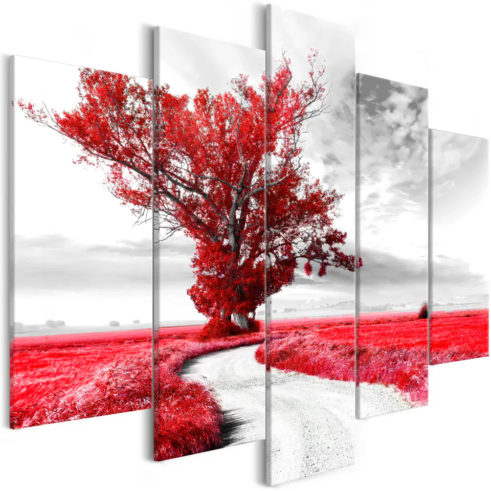 ⁨Picture - Road Tree (5-piece) Red (size 100x50)⁩ at Wasserman.eu