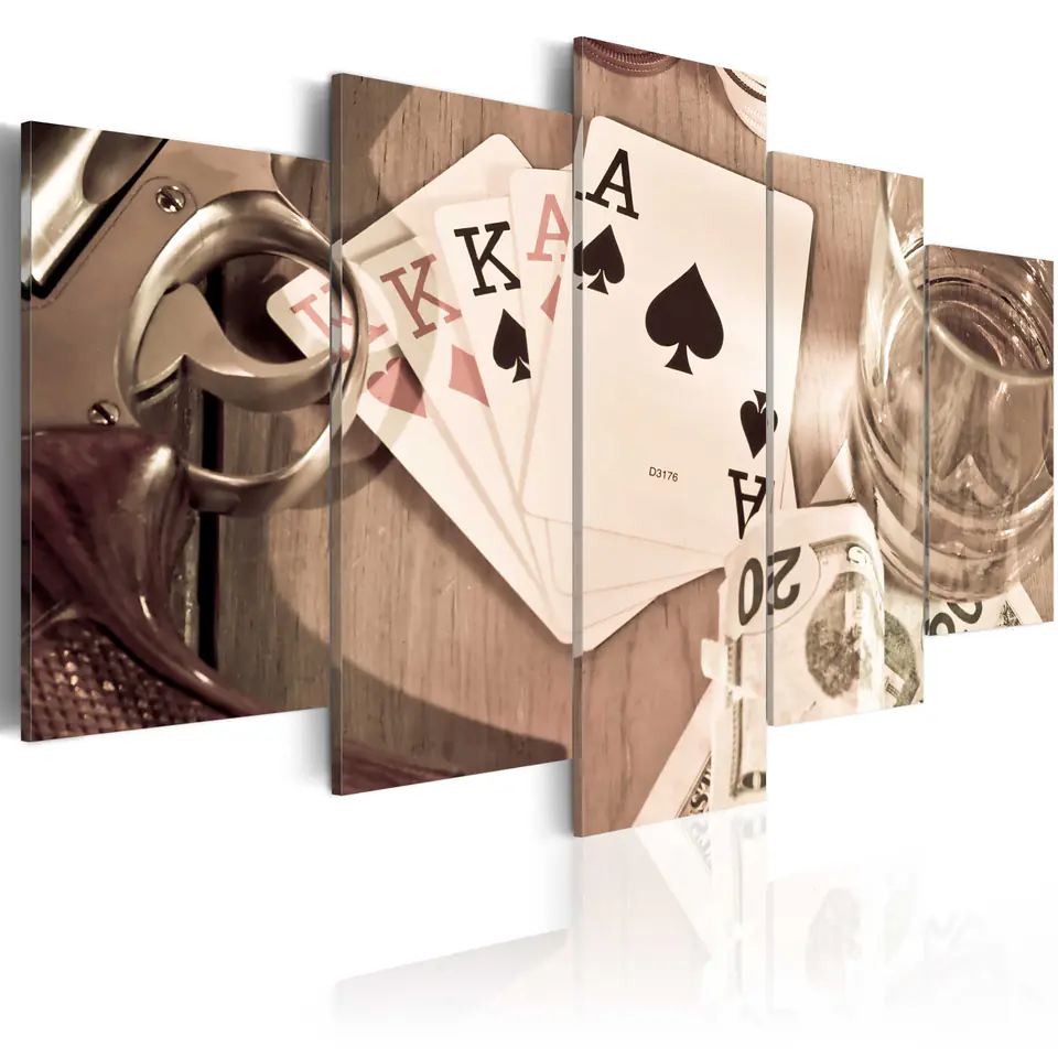 ⁨Picture - Poker Night - Sepia (size 100x50)⁩ at Wasserman.eu