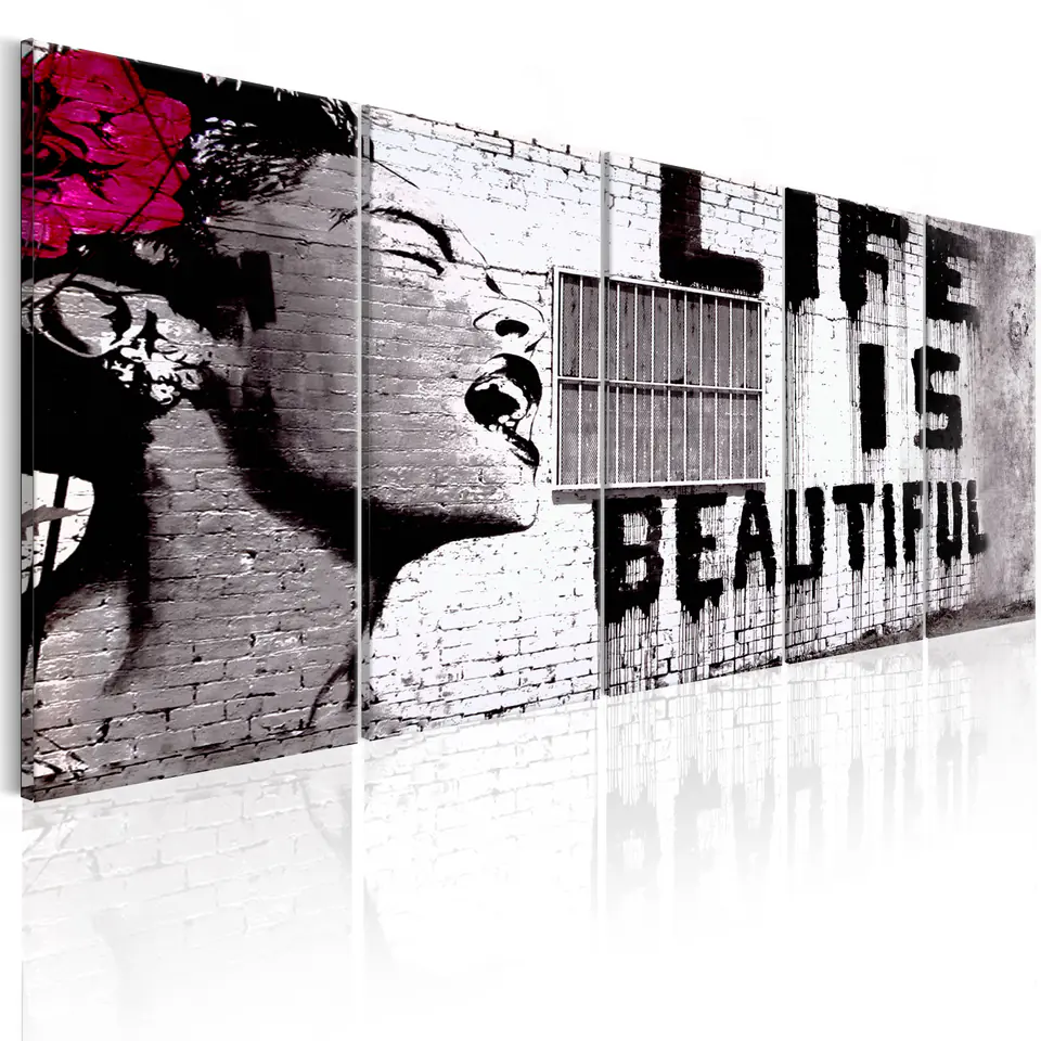 ⁨Painting - Banksy: Life is beautiful (size 225x90)⁩ at Wasserman.eu
