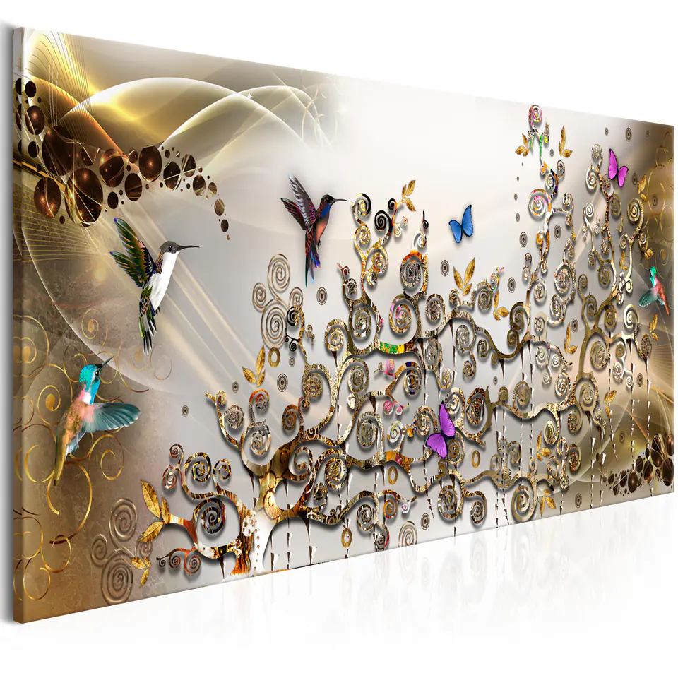 ⁨Picture - Hummingbird Dance (1-piece) golden narrow (size 135x45)⁩ at Wasserman.eu