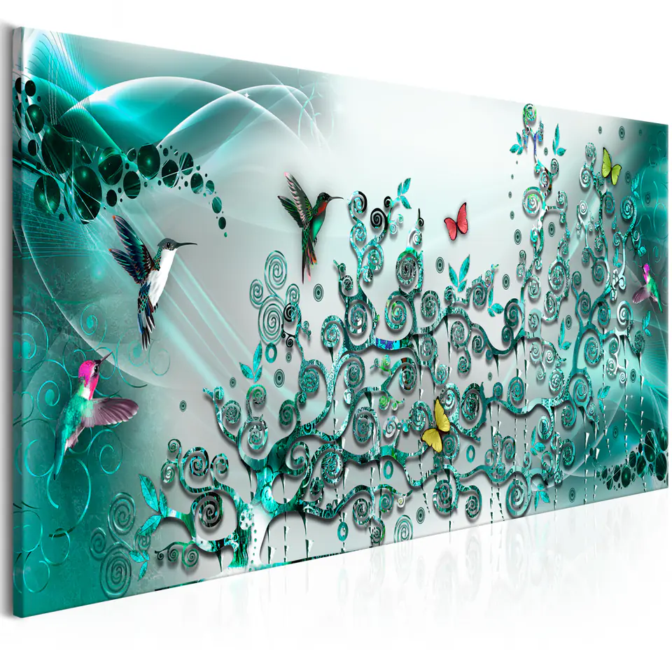 ⁨Picture - Hummingbird Dance (1-piece), Turquoise Narrow (size 135x45)⁩ at Wasserman.eu
