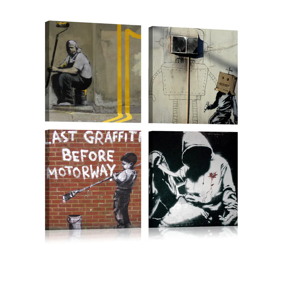 ⁨Obraz - Banksy - sztuka ulicy (rozmiar 80x80, wykończenie Standard)⁩ w sklepie Wasserman.eu