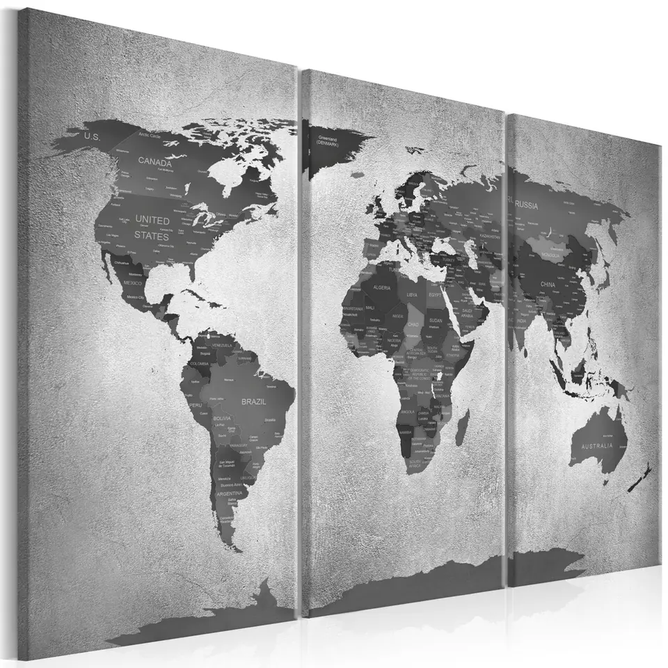 ⁨Picture - Map on concrete (3-piece) (size 90x60)⁩ at Wasserman.eu