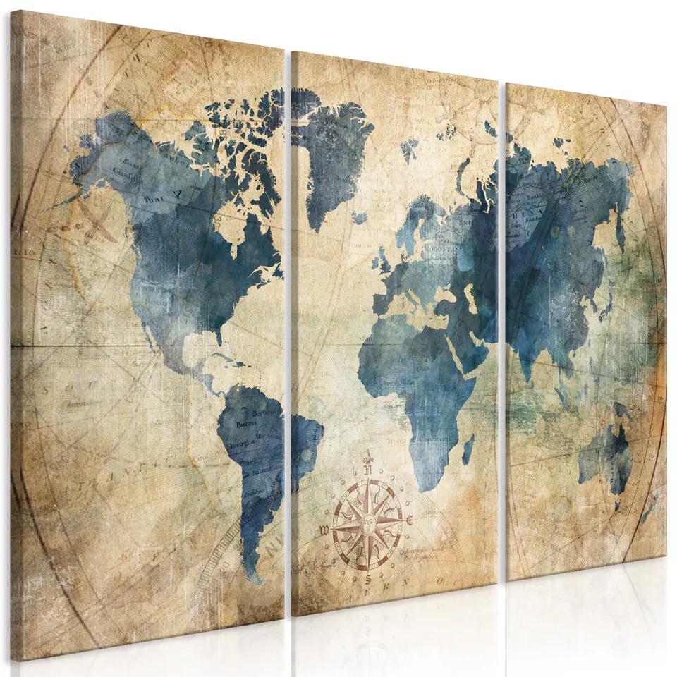 ⁨Picture - Retro map (3-piece) (size 90x60)⁩ at Wasserman.eu